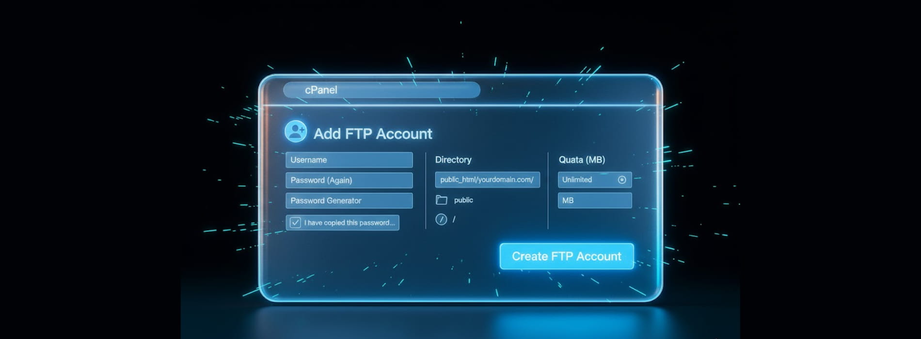 نحوه ایجاد اکانت ftp توسط ابزار ftp accounts در سی پنل